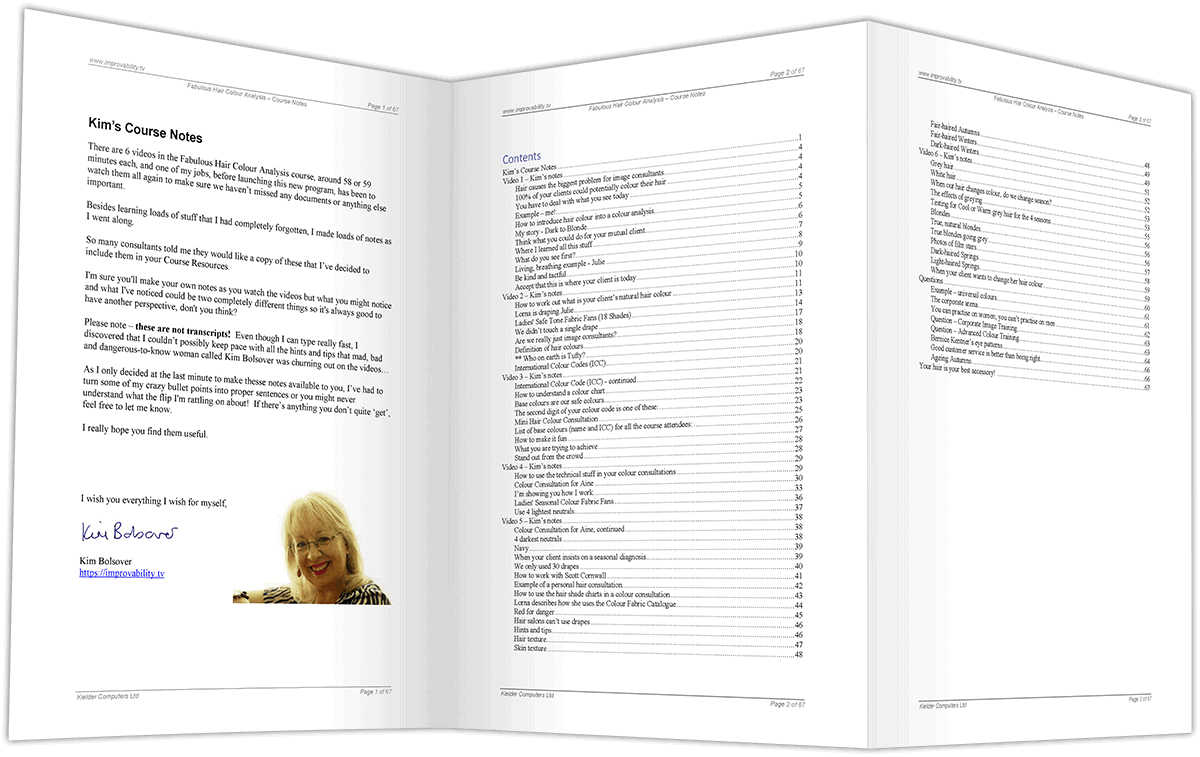hair colour course notes index